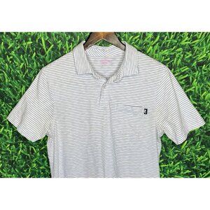 Vineyard Vines Island Polo Golf Striped Blue White Short Sleeve Shirt Mens Small